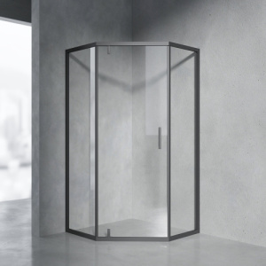 Душевой уголок AVS Трапеция Слим 90x90 профиль черный матовый, стекло прозрачное
