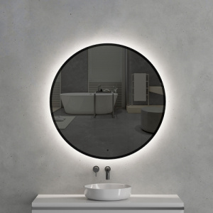 Зеркало с подсветкой AVS Виктория 100x100 см, черное